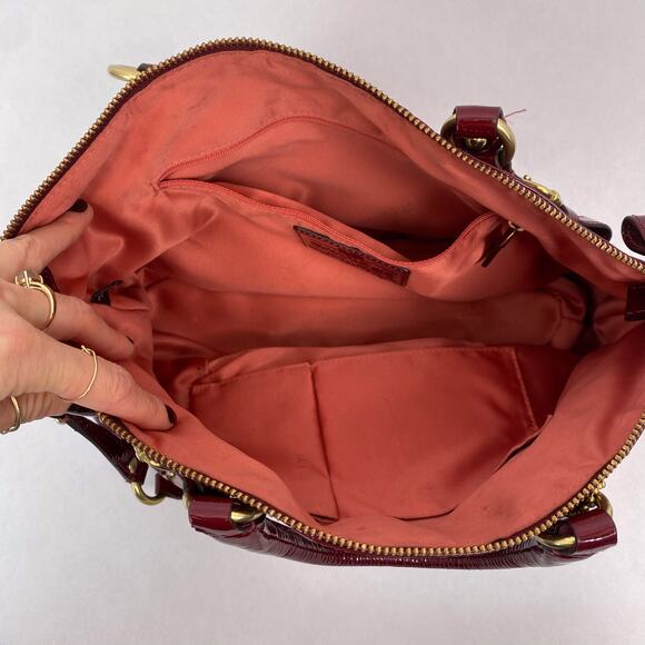 Coach Madison Patent Leather Sophia Satchel in Crimson - Picture 8 of 10